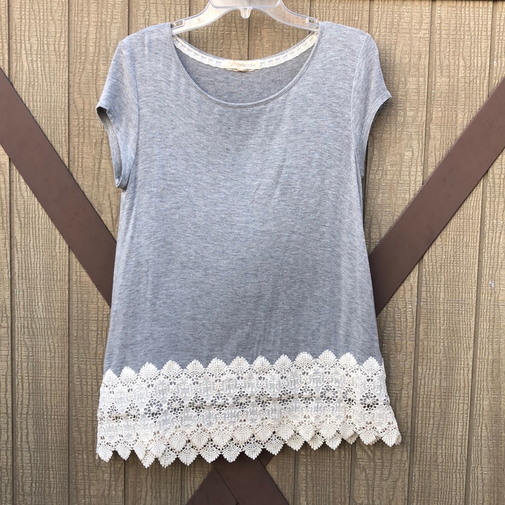 Grey Lace Top